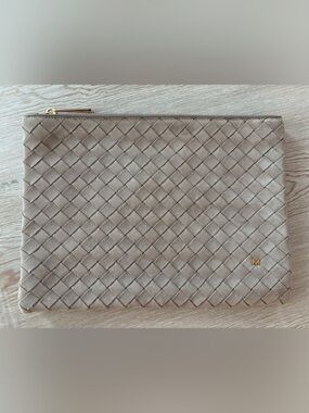 Milaner Meg Woven Clutch - Taupe Suede